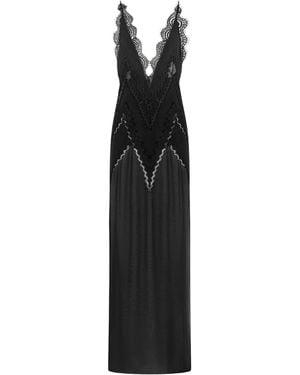 Tom Ford Satin Lace-Detail Maxi Dress - Black