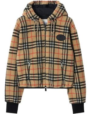 Burberry Wool-Blend Fleece Check Hoodie - Metallic