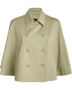 Maje Cotton Cropped Trench Coat - Green