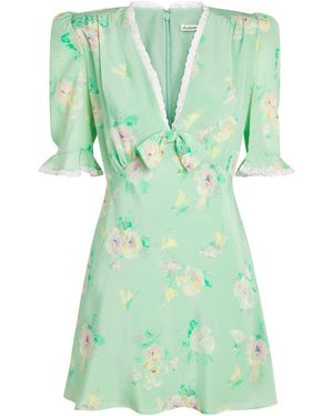 Alessandra Rich Silk Lace-Trim Mini Dress - Green