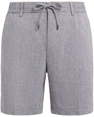 BOSS Linen-Blend Drawstring Shorts - Grey
