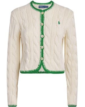 Polo Ralph Lauren Stretch-Cotton Cropped Cardigan - Green