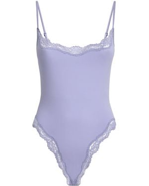 Skims Lace-Trim Fits Everybody Bodysuit - Purple