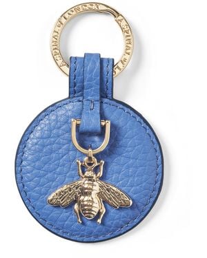 Aspinal of London Leather Bee Keyring - Blue