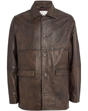 Samsøe & Samsøe Washed Leather Jacket - Brown