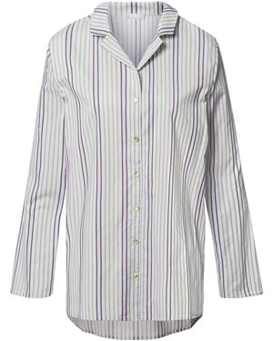 Hanro Cotton Stripe Pyjama Shirt - White