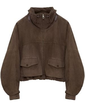 Loewe Suede Bomber Jacket - Brown