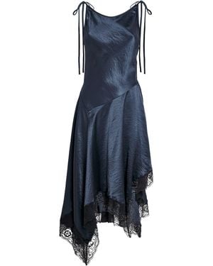 Acne Studios Satin Lace-Trim Midi Dress - Blue