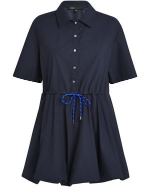 Maje Cotton Bubble-Hem Mini Dress - Blue
