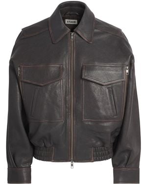 STAUD Eugene Distressed Leather Jacket - Black
