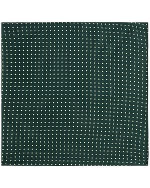 dunhill Mulberry Silk Polka Dot Print Pocket Square - Green