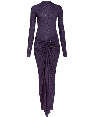 Alaïa Draped Embellished Maxi Dress - Blue