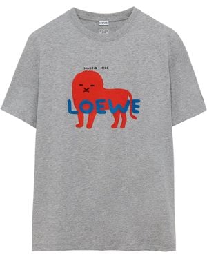 Loewe Cotton Relaxed Lion T-Shirt - Gray