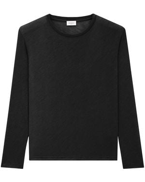 Saint Laurent Cashmere-Silk Long-Sleeve T-Shirt - Black
