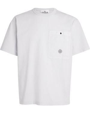 Stone Island Cotton Logo-Pocket T-Shirt - White