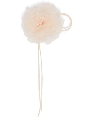 Max Mara Silk Flower Hair Clip - White