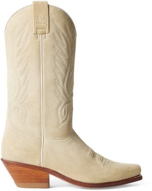 Ralph Lauren Suede Chilton Cowboy Boots - Natural