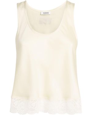 Sandro Lace-Trim Top - White