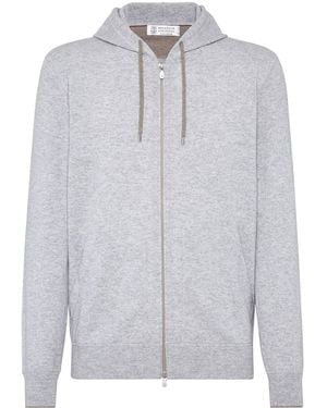Brunello Cucinelli Cashmere Hooded Cardigan - Gray