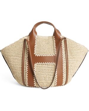 Harrods Large Raffia Tote Bag - Brown