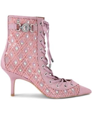 Kurt Geiger Embellished Mansion Corset Ankle Boots - Pink