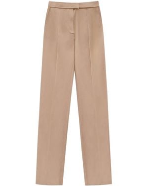Valentino Silk-Blend Straight Trousers - Natural