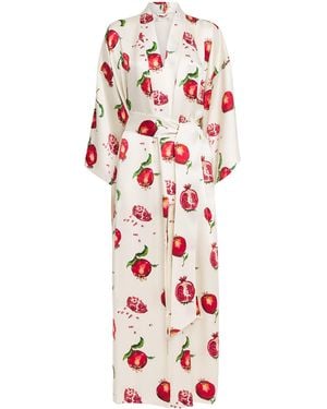 Olivia Von Halle Silk Pomegranate Queenie Robe - Red