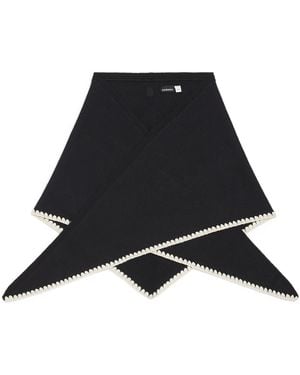 Sandro Wool-Cashmere Embroidered Scarf - Black