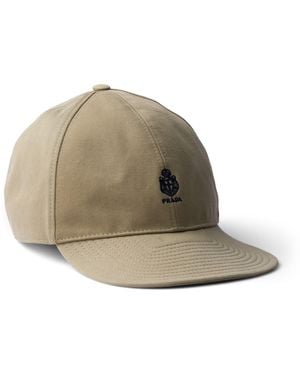 Prada Cotton Gabardine Logo Baseball Cap - Natural