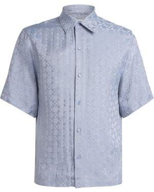 Sandro Jacquard Cross Short-Sleeve Shirt - Blue