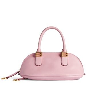 Balenciaga Mini Leather Bolero Bowling Bag - Pink