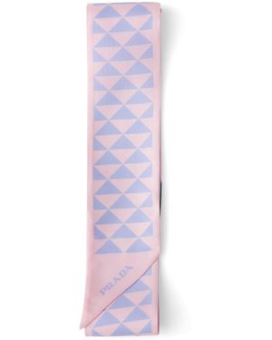 Prada Silk Triangle Print Necktie - Purple