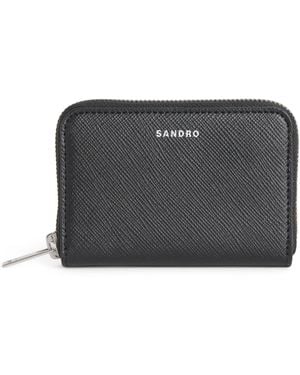 Sandro Grained Leather Zipped Wallet - Black