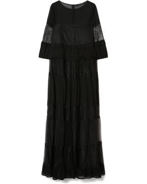 Marina Rinaldi Lace Tulle Maxi Dress - Black