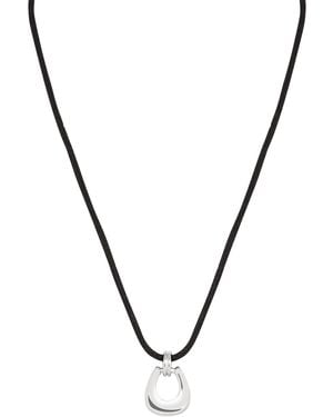 Astrid & Miyu Corded Rhodium-Plated Horseshoe Pendant Necklace - Metallic