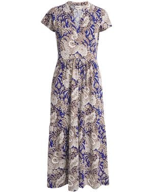 ME+EM Organic Cotton Printed Midi Dress - Purple
