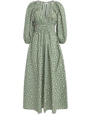 Matteau Organic Cotton Printed Midi Dress - Green