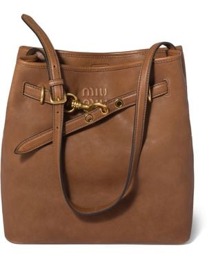 Miu Miu Nappa Leather Aventure Bucket Bag - Brown