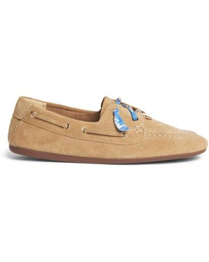 Maje Suede Boat Shoes - Natural