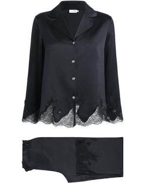Manitu Silk Lace-Trim Luella Pyjama Set - Black