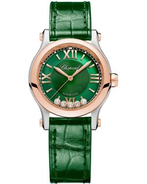 Chopard Steel And Diamond Happy Sport Watch - Green