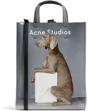 Acne Studios Patent Leather Dog Print Tote Bag - Grey