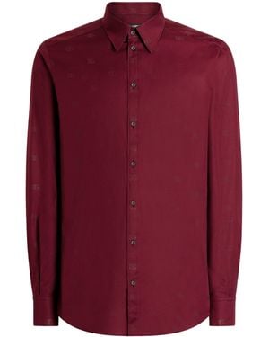 Dolce & Gabbana Cotton Poplin Logo Print Martini Shirt - Red