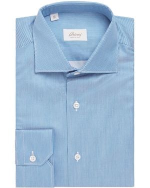 Brioni Cotton Stripe Shirt - Blue