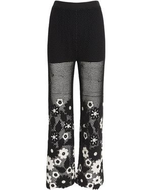 Maje Cotton Crochet Floral Pants - Black