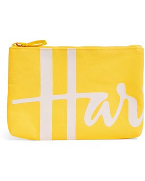Harrods Medium Cotton Logo Pouch - Yellow