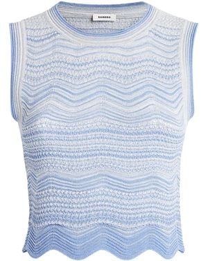 Sandro Metallised Crop Top - Blue