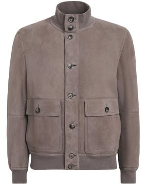 Herno Suede Bomber Jacket - Brown
