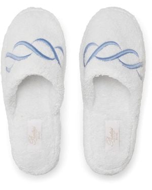 Pratesi Cotton Towelling Embroidered Slippers - White
