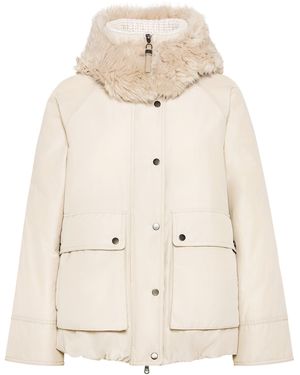 Brunello Cucinelli Shearling-Hood Down Parka - Natural